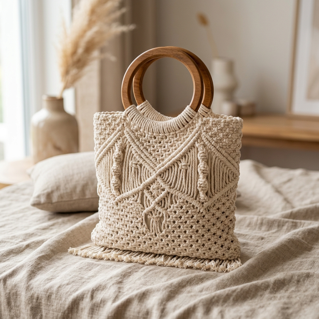 Embossed Macrame Tote